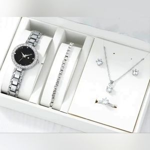 6pcs sets of watch cubic zircon of necklace ring (7) adjustable and earrings